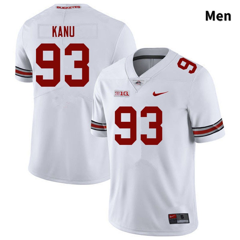 Ohio State Buckeyes Hero Kanu Men's #93 White Authentic Stitched College Football Jersey